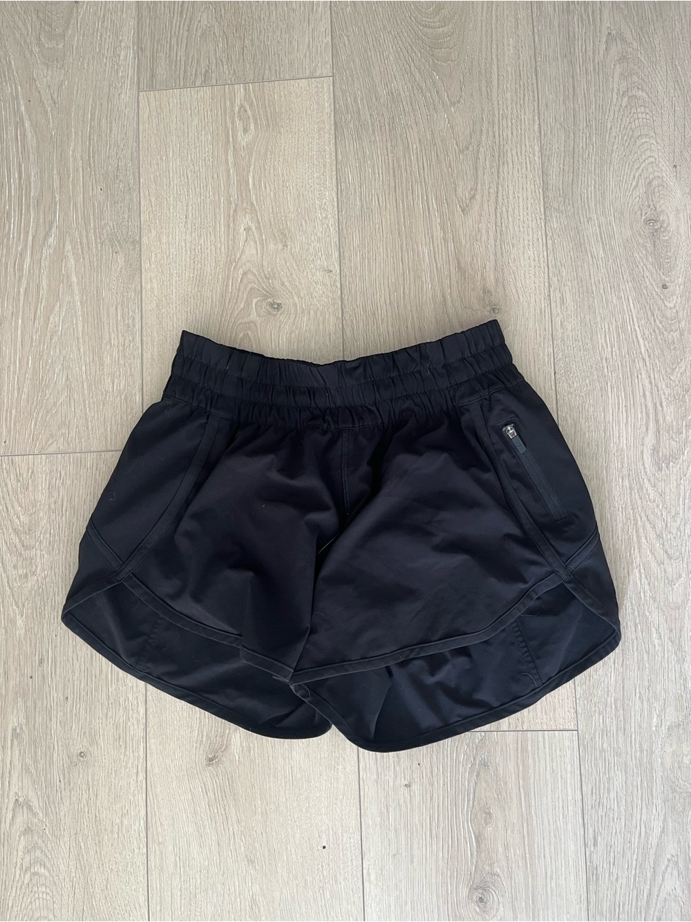 Women’s Lululemon Black Athletic Shorts with Zipper Pocket
